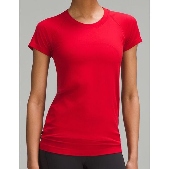 LULULEMON SWIFTLY TECH CREW red SHORT SLEEVE SEAMLESS T SHIRT TOP sz 12 - Picture 1 of 7